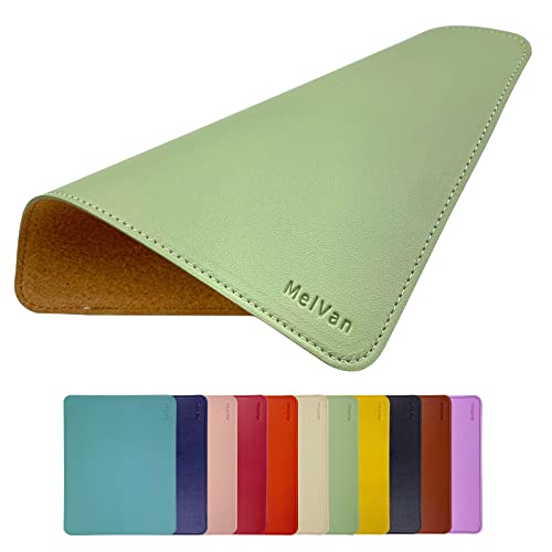 MelVan PU Leather Mouse Pad with Stitched Edge, Wood Mousepad, Waterproof Gaming Mouse Pad Mat for Computers, Laptop, Office & Home, 10.2" x 8.3", 1 Pack (Matcha Green) - color: Matcha Green