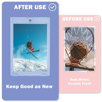 TORONTOKYO 300ct Magnetic Card Holders, 35pt One Touch Magnetic Card Holder, U-V Protection Hard Plastic Card Display Case for Trading, Sports, Baseball, Football, Game Cards - color: 300 Pieces