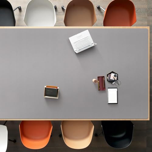 Light Gray Plastic Table Cover Protector, 36" x 72" Waterproof Easy Flat PVC Desk Pad Mat, 1.5mm Thick Rectangle Vinyl Table Top Protector for Dining Room Table, Office, Dresser - color: Light Gray, size: 36" x 72"