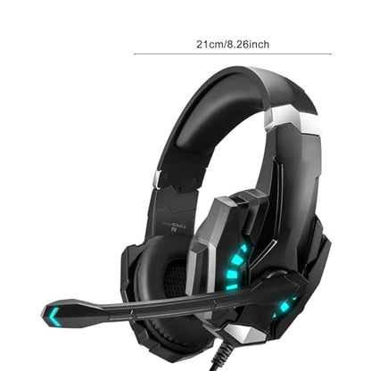 LICAEVEY Gaming Headset, Over Ear Headphone with Noise Cancellation Mic, LED Light, 40mm Drivers, 120 Adjustable Mic for PC, Laptop, Phone, Console (Black) - color: Black