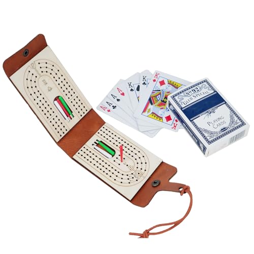 Travel Cribbage Board Game Set Portable Travel Games Includes Storage Space 1 Deck 6 Pegs of Cards and Instructions Classic Family Cribbage Game Ideal for Family Fun and Entertaining - color: 1pack