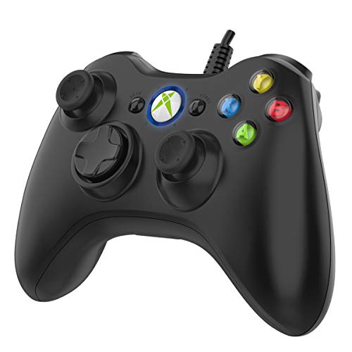 NBCP Game Controller for Xbox 360: Wired Xbox 360 Controller for PC Windows 11/10/8/7 - Upgraded Gamepad with Dual Vibration Feedback and 60-inch Flexible Cord, Black