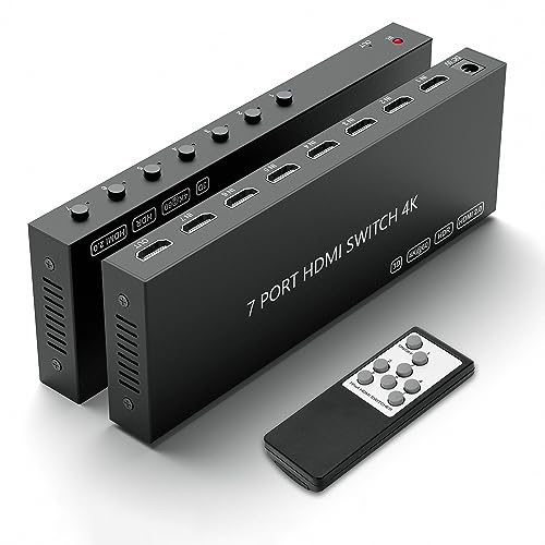 7 Way HDMI Switch 4k@60Hz HDMI Switcher 7 in 1 Out HDCP 2.0 Manual HDMI 2.0 Hub Supports 3D Compatible with Nintendo Switch/Switch OLED/Xbox/ PS5/4/3 Blu-Ray Player Fire Stick Roku Apple TV Chromeca - size: HDMI Switch 7 Port 4K