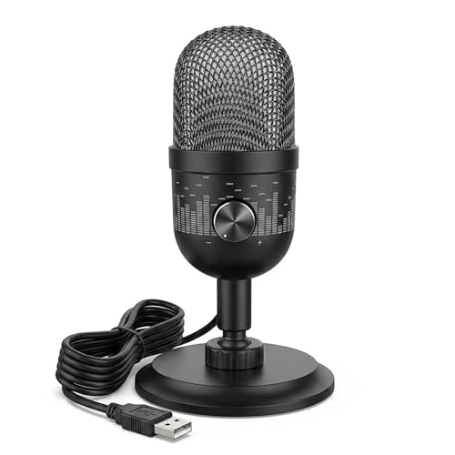 Gearlux USB Condenser Microphone | Cardioid Streaming & Podcast Mic | Plug-and-Play | One-Tap Mute with Stand