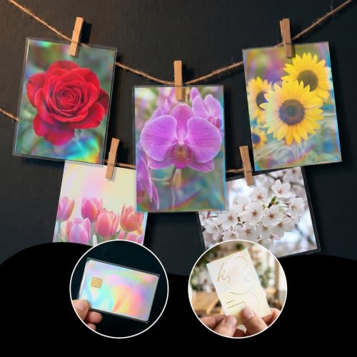 HFATMOS 300 Pcs Photocard Sleeves Laser Flashing Holographic Card Protector | Dustproof Card Sleeves for Mini Photos Credit Name Trading Cards Album Photo Cards, Rainbow Pattern - color: Rainbow Pattern