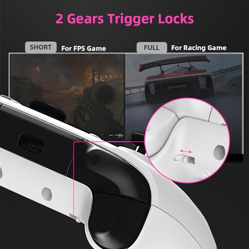 ASRVA White 2.4G Wireless Game Controller, No Bluetooth, Hall Effect Gamepad with Metal Rear Macro Buttons, Wired Plug & Play, Compatible with PC Mac Steam Deck PS3 Switch Android - color: White