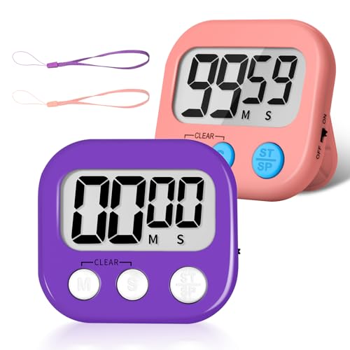 ZILLEEN Classroom Timer for Kids Teachers 2 Pack Digital Timers, Purple & Pink - color: Purple & Pink