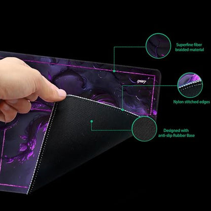 MTG Playmat with Storage Tube & 7-Dice Set - Waterproof TCG Playmat with Stitched Edges, Non-Slip Rubber Card Game Mat (24"x14") (playmat with Zones, Purple Lotus) - color: Purple Lotus, style: playmat with zones