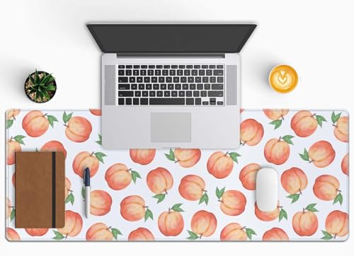 Gaming Mouse Pad, XL Extended Computer Keyboard Long Mouse Mat, Large Desk Pad for Office Laptop, Non-Slip Rubber Base with Stitched Edge Mousepad, 31.5X11.8 inch Watercolor Peaches - color: Watercolor Peaches