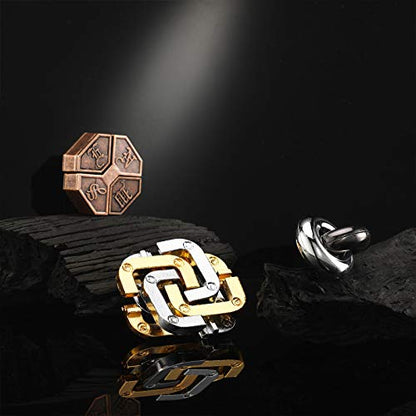 Skylety 3 Pieces Metal Puzzles Brain Teasers Christmas 3D Metal Puzzles Gift for Adults & Teens Iq Logic Games Unlock Interlocking Knot Puzzle Hard Educational(Stylish Style)