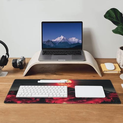 Extended Gaming Mouse Pad, Large Desk Mat XL Anime Mouse Pad Waterproof with Stitched Edges, Non-Slip Desktop Pad for Home and Office, Level Up Your 31.5x11.8 Inch (Darkness Red Moon3) - color: Darkness Red Moon3