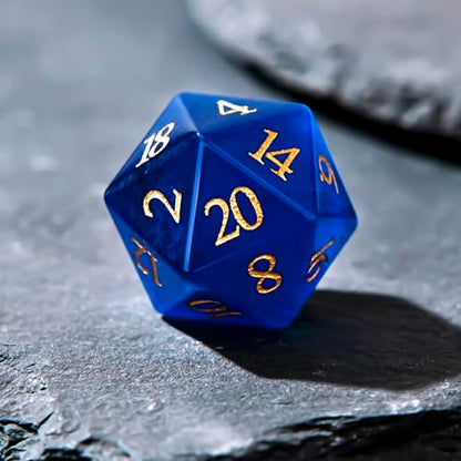 1PCS Gem D20 DND Dice - 25mm 20 Sided Crystal Cat Eye D&D Dice for Dungeons and Dragons, RPG, Roleplaying Games MTG Table Games, Handmade Polyhedral Dice (Blue Cat Eye) - color: Cat Eye-blue