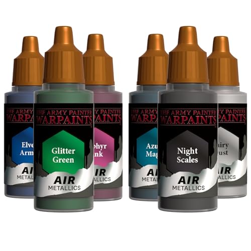 The Army Painter, Air Triads Fantasy Metallics, 6 x 18 ml, aerografo | Colori metallici acrilici pre-diluiti per aerografo, per miniature D&D e Warhammer - color: Fantasy Metallics