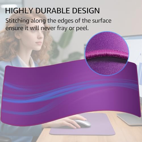KTRIO Large Gaming Mouse Pad, Desk Mat, 31.5 x 15.7 in, Violet Purple, XXL | Smooth Micro-Weave Surface, Artistic Pattern Design, Non-Slip Rubber Base, Durable Stitched Edges, Office & Home Use - color: Violet Purple, size: 31.5l X 15.7w Inches