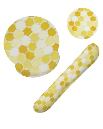 Honeycomb Bee Geometric Ergonomic Wrist Support Keyboard Mouse Wrist Rest Set, Computer Office Comfortable Wrist Rest for Mouse Easy Typing - color: Honeycomb Bee Geometric