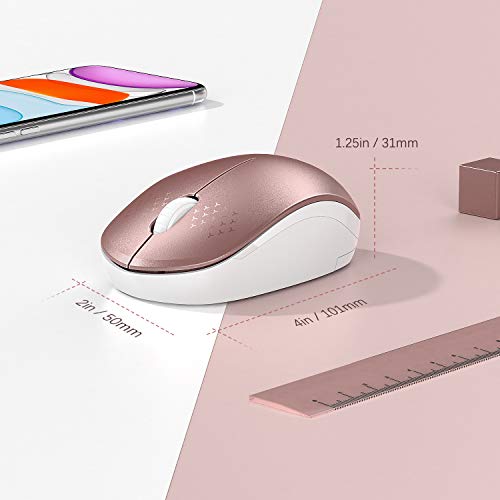 seenda Wireless Mouse, 2.4G Noiseless Mouse with USB Receiver Portable Computer Mice for PC, Tablet, Laptop, Notebook - Rose Gold&White - color: Rose Gold and White