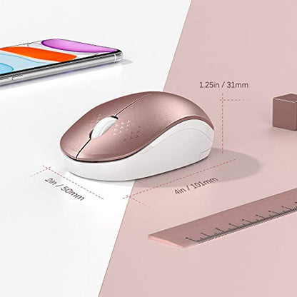 seenda Wireless Mouse, 2.4G Noiseless Mouse with USB Receiver Portable Computer Mice for PC, Tablet, Laptop, Notebook - Rose Gold&White - color: Rose Gold and White