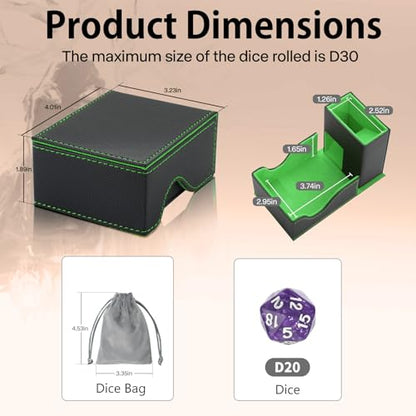 Dice Tower and Tray,Foldable Portable Dice Rolling Tower,Dice Roller Accessory for Dungeons and Dragons,Classic Board Games,RPG Games,and Tabletop Games Black/Green - color: Black/Green