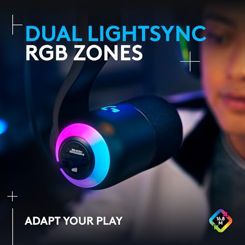 Logitech G Yeti GX Dynamic RGB Gaming Microphone, Podcast with LIGHTSYNC, Blue VO!CE, G HUB Control, Supercardioid, USB Plug and Play on PC/Mac - Black (Renewed)