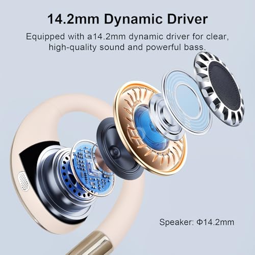 Open Ear Clip Wireless Earbuds Bone Conduction Headphones,Bluetooth 5.4,Open Ear Design for Running Fitness,IPX7 Waterproof,Built-in Mic Touch Control Operate Ear Hooks /Running/Workout/Fit Cycling﻿