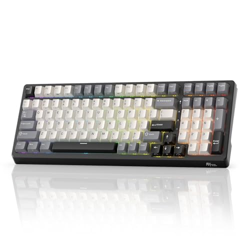 RK ROYAL KLUDGE F99 Wireless Mechanical Keyboard with Numper Pad, Tri-Mode Hot Swappable 95%100 Keys Gaming Keyboard BT/2.4G/USB-C, Pro Software, 5000mAh Battery, Customed Tactile Beige Switches - color: Knight Black, size: Tactile Beige Switch