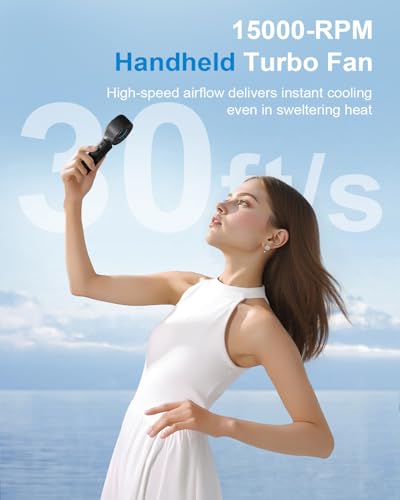 SOTHING 3-IN-1 Portable Handheld Turbo Fan, 15000-RPM, 19Hrs Cooling, 1-100 Speed, Digital Display, 120° Foldable Design, Mini Portable Fan for Travel, Personal Cooling Device for Men/Women, Outdoor - size: High-Speed