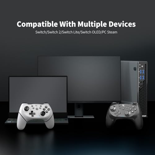 AceGamer Wireless Pro Controller for Nintendo Switch/Lite/OLED/Switch 2/PC, 2 pack, Hall Effect Joystick for Switch 2 Pro Controller with Wake-Up/Dual Vibration/Turbo/Ergonomic ! (Black&White) - color: B&W