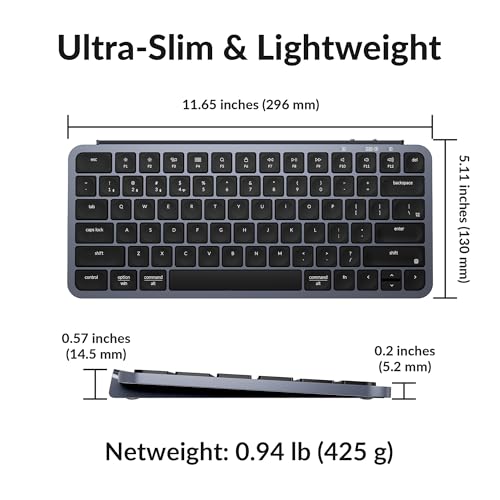 Keychron B1 Pro Ultra-Slim Wireless Keyboard, ZMK/Launcher Programmable Bluetooth/2.4GHz/Wired, 1200 Hours Battery Life, Silent Scissor Switch Office Keyboard for Mac/Windows/Linux - Gray - color: Gray