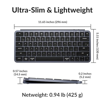 Keychron B1 Pro Ultra-Slim Wireless Keyboard, ZMK/Launcher Programmable Bluetooth/2.4GHz/Wired, 1200 Hours Battery Life, Silent Scissor Switch Office Keyboard for Mac/Windows/Linux - Gray - color: Gray