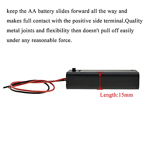 HAHIYO 3V AAA Battery Holder Bundle with Wire Sturdy Cover Flexible Springs Contact Build-in Switch Batteries Black Case Easy Install 8 Pieces for Wall Clocks Ham Radio Kids Toys - style: 2AAA-8P
