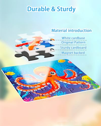 Magnetic Puzzles for Kids 4-6, Children Travel Puzzle Book Activity Toys Games for 3 4 5 6 Years Old Kids Boys Girls in Car Airplane, Learning Magnet for Road Trip (Crab) - style: Ocean Crab(16+20+25)