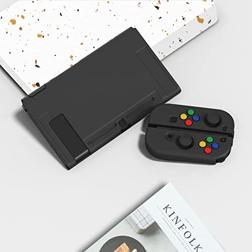 PlayVital ZealProtect Soft Protective Case for Nintendo Switch, Flexible Joycon Cover Slim Cover for Nintendo Switch with Screen Protector & Thumb Grip Caps & ABXY Direction Button Caps - Black - color: Black