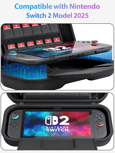 Haikun Upgrade Large Capacity Carrying Switch 2 Case 2025 for Nintendo Switch 2,Switch 2 Bag Travel Hard Case, , 24 Game Cartridges, Hard Shell Portable Travel Pouch, Black [nintendo_switch_2]