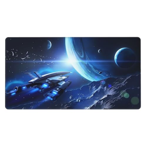 Space Ship Adventure Gaming Mouse Pad Non-Slip Rubber Base XL Mousepad Waterproof Washable Stitched Edge Mouse Mat for Desk Home Office Gaming 16x29.5in - color: Color_2, size: 29.5" x 16"