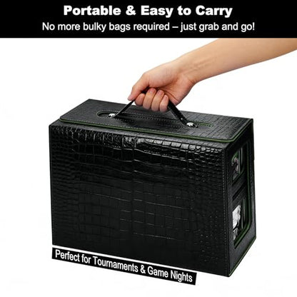 Premium Trading Card Storage Case TCG Deck Box Holds 800+ Sleeved Cards for MTG, YuGiOh, Uno, Sport with Strong Magnet Closure (4IN1BlackGreen) - color: C-4IN1BlackGreen