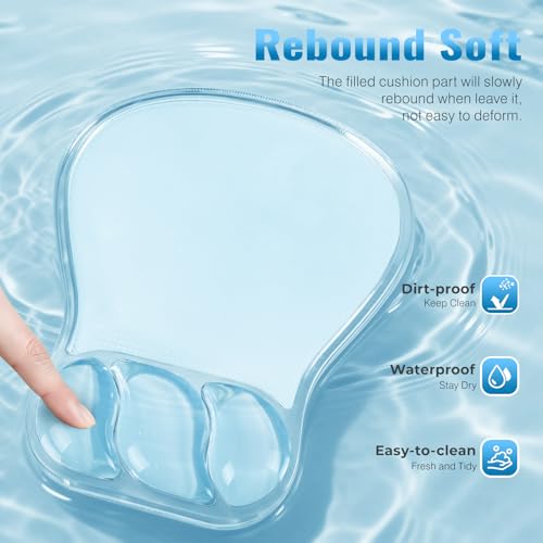 Ospelelf Mouse Pad with Wrist Rest Set Gel Ergonomic Keyboard Wrist Support Anti-Slip Rubber Bottom Office Women Desk Accessories for Computer, Laptop and Gaming, Clear - color: Clear, style: Keyboard Rest + Mouse Rest + Coaster