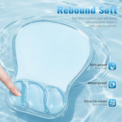 Ospelelf Mouse Pad with Wrist Rest Set Gel Ergonomic Keyboard Wrist Support Anti-Slip Rubber Bottom Office Women Desk Accessories for Computer, Laptop and Gaming, Clear - color: Clear, style: Keyboard Rest + Mouse Rest + Coaster