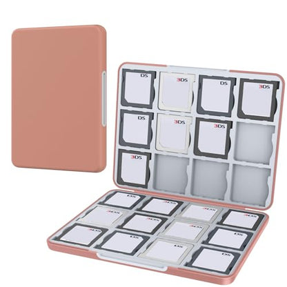 HEIYING 3DS Card Case with 24 Precise Slots for DS 2DS 3DS Game Card | Portable Game Card Case, Hard ABS Shell with Soft Silicone Lining, Precise Card Slots,Magnetic Closure for Easy Access - color: Brown