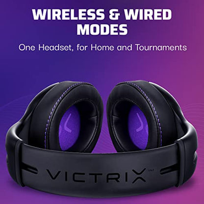 Victrix Gambit Black Wireless and Wired Gaming Headset with Mic - Playstation PS4, PS5 - Esports-Ready Pro Audio, Noise Cancelling Microphone, Ultra-Comfort Over The Ear Headphones - style: PlayStation