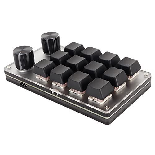 Zyyini Mini Macro Mechanical Gaming Keyboard, USB Red Switch Plug and Play One Handed USB PC Keypad, Ergonomic Customized Knobs, for for Vista, for Linux, for OS X (12