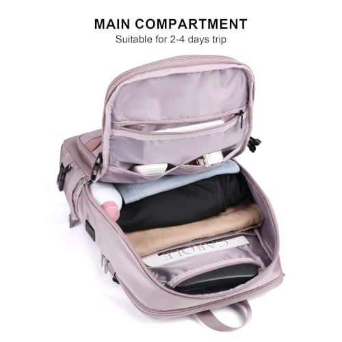 PIJUSHI Casual Travel Backpack for Women with 16" Padded Laptop Compartment | Carry On Luggage with USB Charging Port, 1680D Water-Resistant Nylon, Airline Approved, For Daily, Hiking - color: Updated Ashen Purple