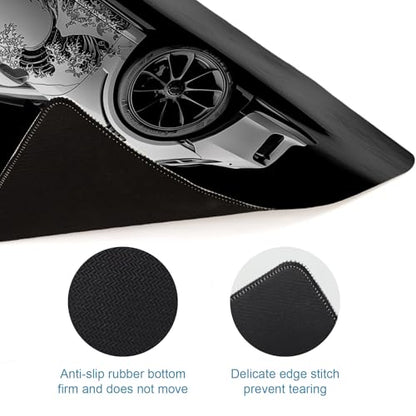 Sports Car Gaming Mouse Pad, Desk Mat, Large Mousepad with Stitched Edges Non-Slip Rubber Base, XL Extended Computer Keyboard Pad, Office&Home, 31.5x11.8in, Black Kanagawa Wave - color: Sports Car