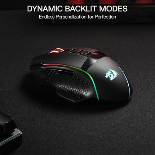 Redragon M991 3-Mode Wireless RGB Gaming Mouse 26000 DPI Remapping Keys | Cable-Free 0 Delay, Smooth Precise Tracking, Rapid-Fire Macro Keybinds, Vibing Backlight, Ergonomic Grip Body Comfort - color: Black, style: M991