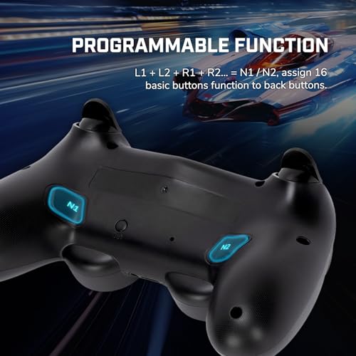 2 Pack Wireless PS-4 Controller, Game Remote Controller Compatible with PS-4/Slim/Pro/PC, RGB Light, Programmable, 1000mAh Battery, Dual Vibration, 6-Axis Gyro, Touch Pad, Share, Speaker&Audio Jack - color: Black and White