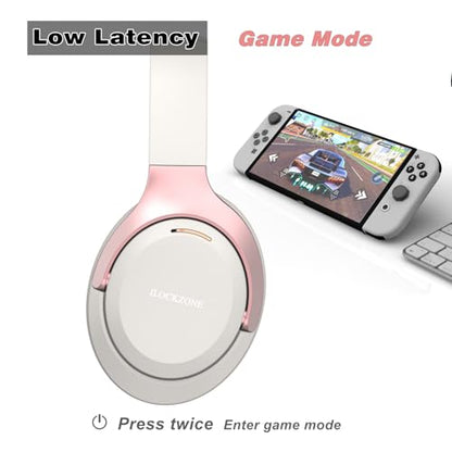 LC30Pro Hybrid Active Noise Cancelling Headphones, 100H Playtime Bluetooth Headphones, HiFi Audio Wireless Headphone with Foldable Design (Beige White), Gifts - color: Beige White