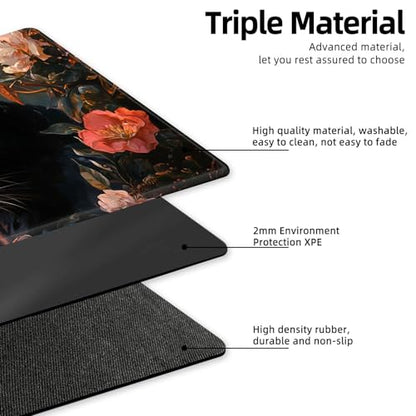 for MTG Playmat TCG Card Game Mat with Stitched Edges,Board Game Mats Non-Slip Waterproof Rubber Base 24 x 14 inch for CCG RPG DTCG Trading Card,Black Panther Flowers - color: Black Panther Flowers