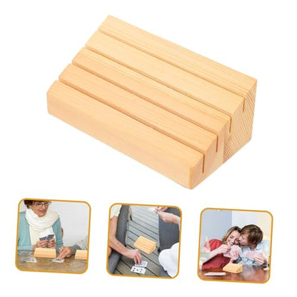 2pcs Wooden Card Holder Stand Stylish Table Display Base for Game Cards Multi-Functional Slot Design for Home Decor Practical Material