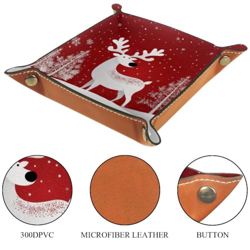 Christmas Reindeer Dice Tray Folding Square PU Leather Dice Rolling Tray | Portable Dice Trays for Dice Games Like RPG, DND and Other Table Games, Folded 4.5x4.5x1.2inch - color: Christmas Reindeer