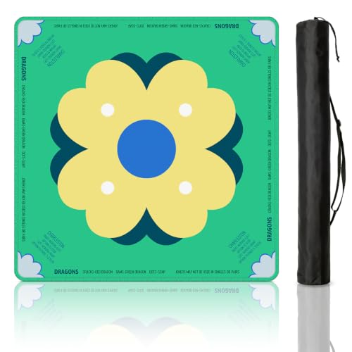 Mahjong Mat for Table with Rules, 31.5" x 31.5" Noise Reduction Non Slip Waterproof Mah Jong Table Mat with Carrying Bag, Suitable for Mahjong, Poker, Board Games, Dominoes, and Card Games(Green) - color: Green