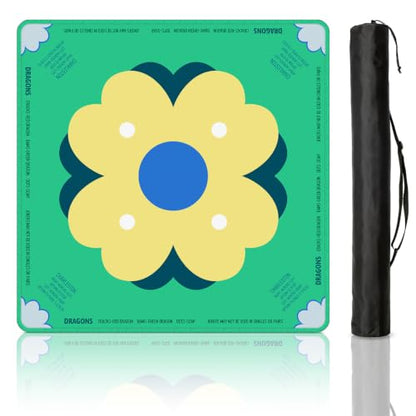 Mahjong Mat for Table with Rules, 31.5" x 31.5" Noise Reduction Non Slip Waterproof Mah Jong Table Mat with Carrying Bag, Suitable for Mahjong, Poker, Board Games, Dominoes, and Card Games(Green) - color: Green